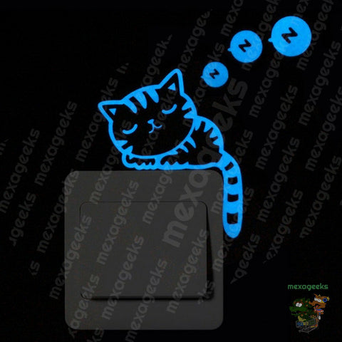 Sticker fosforescente (si, fosfo, fosfo) para apagador: Gato Azul