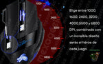 Mouse óptico Gamer con cable 6800 DPI 7 botones, Ergonómico, Iluminación en 7 Colores, Plug and Play